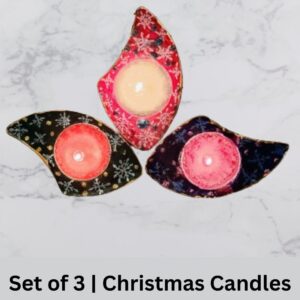 Set of 3 Handcrafted Christmas Tealight Candle Holders - Festive Snowflake Design